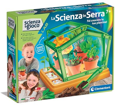 Clementoni - 19365 - Ciencia y Juego Lab - La Ciencia en el Invernadero - Jardín botánico, Invernadero Infantil, Kit de Plantas para Cultivar, Laboratorio científico 7 años, experimentos científicos,