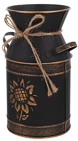 OUSIKA Seau galvanisé Vase galvanisé rustique en étain, pot à lait vintage, pichet à fleurs shabby chic, pichet en métal galvanisé de ferme, pot de fleurs, pichet à eau primitif de campagne, for décor