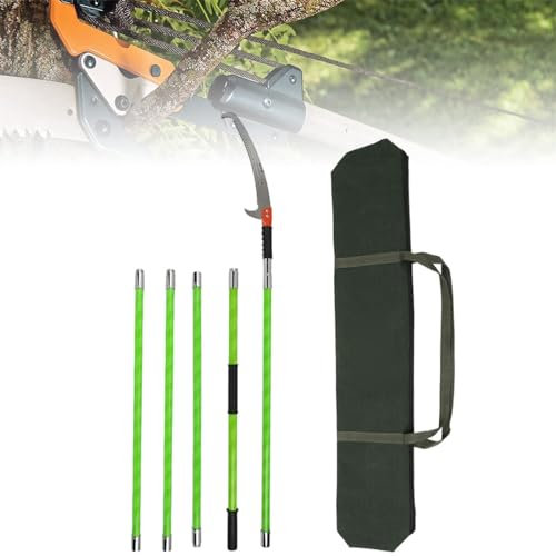 PLABNK Multifunktionale Astsäge, 3/5 Meter Stangen-Astsäge, hohe Astsäge, FRP-isolierte, teleskopische Höhen-Verlängerungs-Astschere mit Tragetasche und Stabiler Stange,5M