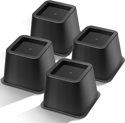 4pcs Bed Risers,Lift Height Furniture Risers,Chair Raisers,Sofa Risers for The Elderly,Square Desk Riser Blocks,Bed Legs Risers,Elephant Feet Chair Risers,Table Risers for Couch,Sofas (4 inch)