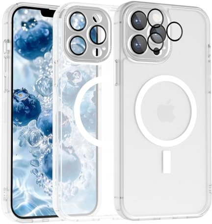für iPhone 12 Pro Max Hülle Kompatibel mit MagSafe, Handyhülle für iPhone 12 Pro Max Magnetisch Dünn Matte Touch Kameraschutz, Anti-Gelb Rutschfest Kratzfest Schutz Stoßfest Hülle Transparent Weiß