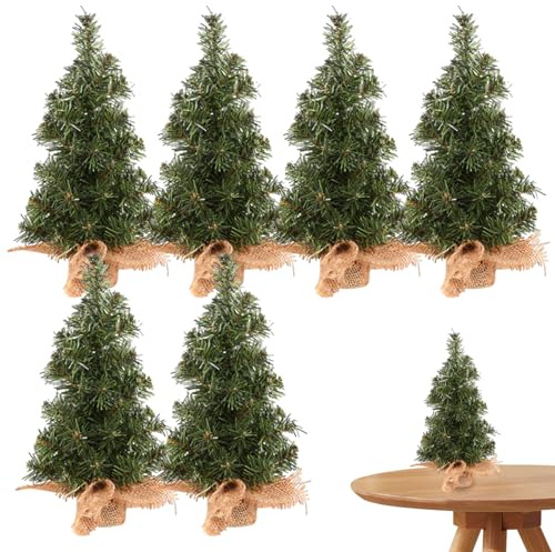 Mini-Weihnachtsbaum, 6 Stück, 30 Cm, Realistischer Kleiner Weihnachtsbaum Mit Leinensockel, Künstliche Miniatur-Kiefer Für Tisch, Schreibtisch, Weihnachtsdekoration, Kleiner Weihnachtsbaum, Künstliche