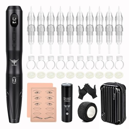 TATELF S20 Kabelloser Semi Permanent Make-up Maschine | Wiederaufladbar, 10 Patronennadeln, geeignet für Microblading Ombre Powder Brows Lippen Eyeliner Microshading