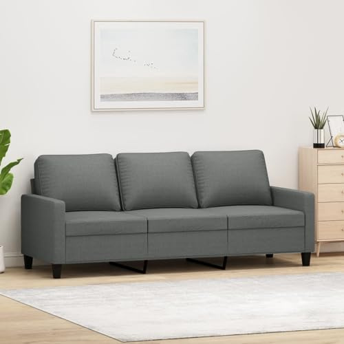 IKAYAA Divano 3 posti Moderno in Tessuto Divano da Soggiorno Design Scandinavo Divano Relax da Lettura/Riposo/Lavoro-Grigio scuro-180 cm