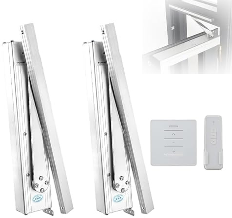 Chiudiporta Automatico Intelligente per Finestre a Battente, Attuatore Elettrico Operatore per Finestre con Guida per Serra, Controllo Remoto per Finestre a Battente Verso L'interno 2pcs