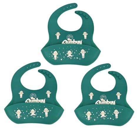 Bumbyy Baby Silicone Bibs 3 Pack with Food Catcher for Toddlers – Adjustable Waterproof Weaning Bibs (10–72 Months) Easy Clean, Food-Grade Soft Silicone, BPA PVC Phthalate Free