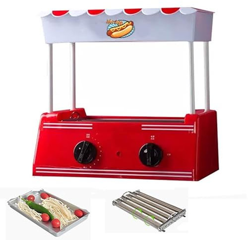 Piroscafo per hot dog, macchina per hot dog con controllo della temperatura a dieci ingranaggi con protezione antipolvere e isolamento, rulli in acciaio inossidabile per 8 hot dog di dimensioni