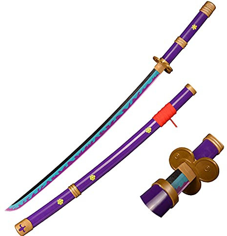 TQVLNMCR Épée de Cosplay en Bois, épée, Couteau de samouraï Japonais à Texture Originale(Yama Enma Purple)