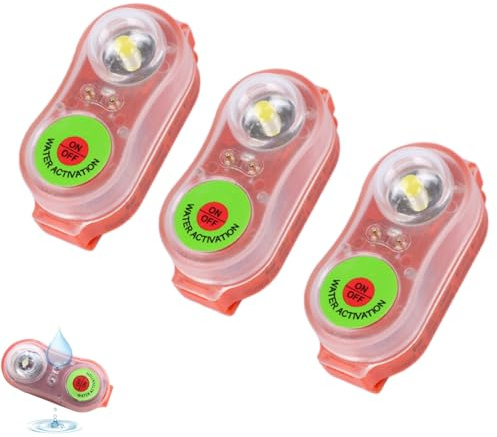 Luce Giubbotto Salvataggio a LED, automatica al contatto con l'acqua, luce di emergenza compatta per salvataggio notturno in mare e soccorso acquatico (3 pezzi)
