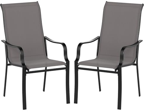 COSTWAY Gartenstühle 2er Set, Terrassenstühle mit hoher Rückenlehne, Balkonstühle bis 150 kg belastbar, für Garten, Terrasse, Balkon, 56 x 73 x 101 cm, Grau