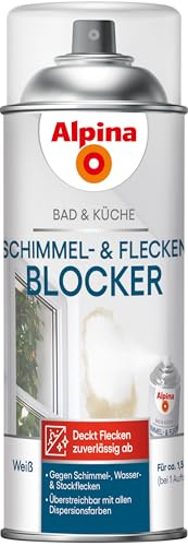 Alpina Bad & Küche Schimmel- & Flecken-Blocker – weiße Anti Schimmel Farbe zur Abdeckung von Schimmelflecken und Verfärbungen, wasserbasierte Schimmelfarbe - 0,4L