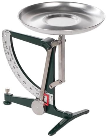 Báscula mecánica de cocina, báscula de equilibrio de 1 kg con péndulo de acero inoxidable y bandeja de aluminio, diseño sin pilas para uso alimentario y científico