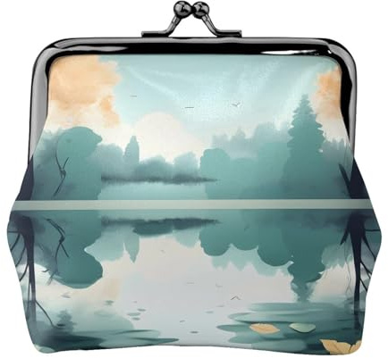 Fallen Leaves on a Tranquil Lake - Monedero pequeño para mujer, bolsa rectangular con cierre de beso, tamaño de bolsillo, mini monedero para mujer
