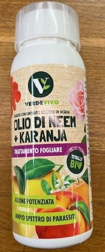 Verde Vivo Olio di Neem e Karanja, Trattamento Fogliare Naturale Concentrato, Verde, 500 ml, per Piante da Giardino,
