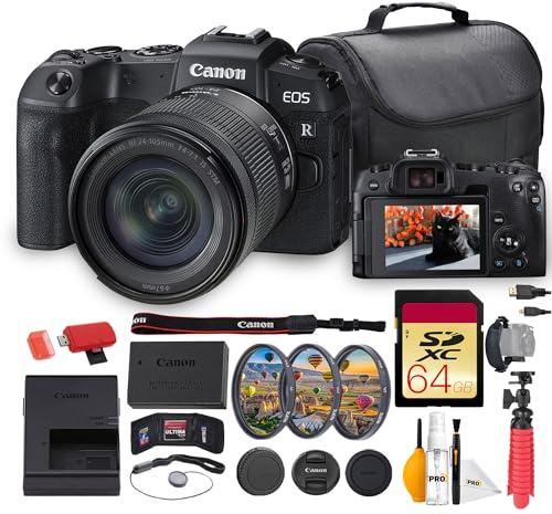 Canon EOS RP Mirrorless Camera with 24-105mm f/4-7.1 is STM Lens Bundle | 26.2MP Full-Frame Sensor, Dual Pixel AF & 4K Video | Great for Travel & Family Photography + 64GB Card + Bag + More
