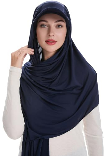 ZLYC Muslimischer Hijab Schal mit Schirm, gebrauchsfertig, Damen