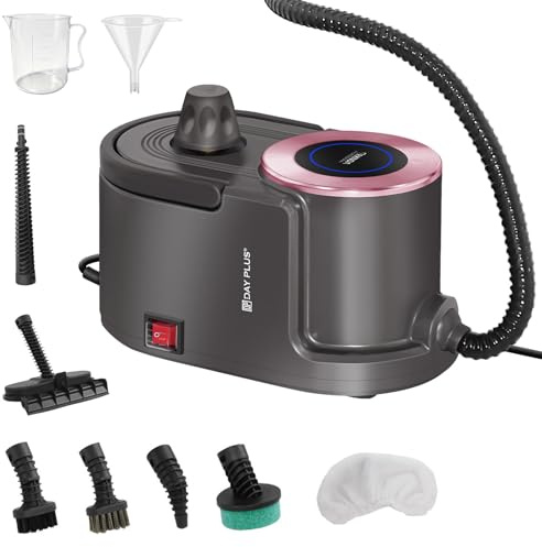 All In One Steam Cleaner with Multiple Brush Heads 1.5M Long Hose 3 Detachable Handle 1.9L Water Tank 110℃ High Pressure Steamer for Home Office Kitchen Bathroom Floor Carpet Window Furniture Cleaning