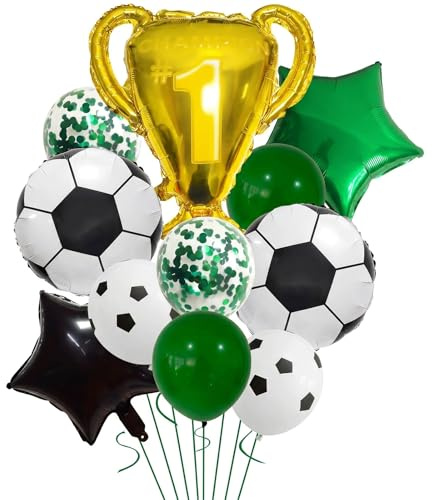 ZILZUFA Set 11 Palloncini Calcio Decorazioni Compleanno, Palloncino Trofeo e Stelle, Addobbi Festa a Tema Calcio per Decorazioni Sportive, Kit Foil per Tifosi e Campionati