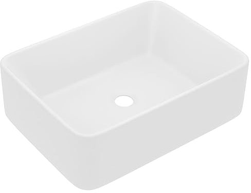 vidaXL Luxus Waschbecken mit Abflussloch Waschtisch Aufsatzwaschbecken Waschplatz Handwaschbecken Aufsatzwaschtisch Matt Weiß 41x30x12cm Keramik