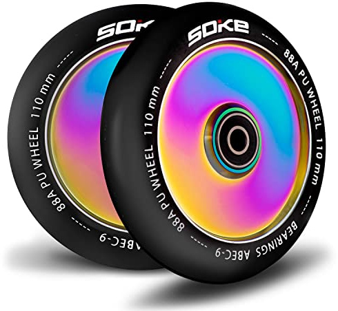 SOKE Scooter Räder 1679, 5x12x12cm, Zwei Stück, Gold, Langlebig, für Kinder, Jugendliche, Erwachsene, Profis | Kickscooter Scooter Wheels Suitable for Razor/Cox/Albott and most Freestyle Scooters