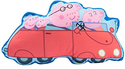 United Labels Peppa Wutz Kissen, Kopfkissen 48x28 cm, Blau Rot, Sofakissen Familie Wutz, Dekokissen für Fans, Geschenk für Kinder