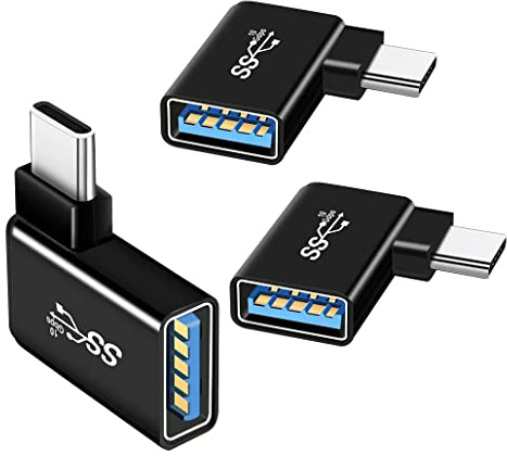 YRIKE Adaptador USB C (Paquete de 3), Adaptador USB C a USB 3.0 de ángulo de 90 Grados, Adaptador USB C TOG, Compatible con MacBook, PC, Dispositivos de teléfono Tipo C