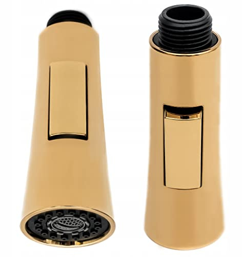 AquaParts Küchenbrause Golden | Brausekopf | Geschirrbrause | Spüle Wasserhahn| Küche Spülbrause | Handbrause | Perlatoren für Küchenarmatur mit Hochdruckspülung Taste