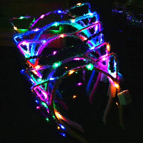 10 Stück LED Katzenohren Stirnband Leuchten Stirnband für Frauen Mädchen Kinder Led Haarschmuck mit Farbwechsel LED Lichter Halloween Party Supplies Rave Zubehör(zufällig)