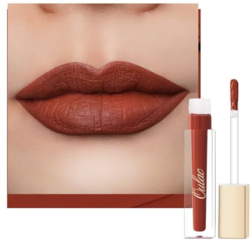 Oulac Flüssiger Matt Lippenstift, Ziegelrot Lippenstifte, Langanhaltend mit Kussechter, Intensiver Farbabgabe, präzisem Applikator, Mattem Finish, Vegan Clean Beauty Liquid Matte 4,5 ml (M21)