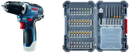 Bosch Ingletadora telescópica a batería, Azul, Estándar + 40 uds. Set de puntas atornillar (Pick and Click, accesorios para taladro y destornillador)