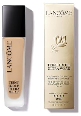 Lancôme Teint Idole Ultra Wear 305N, feuchtigkeitsspendende Full Coverage-Foundation in Beige mit natürlich mattem Finish, bis zu 24 Stunden Halt, geeignet für alle Hauttypen, 30ml