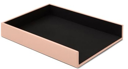 Eglooh - Atena - Ablagefächer für Schreibtisch und Büro Echtes Leder Puder Rosa - Bürobedarf Briefablage Papierablage Ablagekorb für DIN A4 - cm 32 x 24,2 x H.5 - Made in Italy