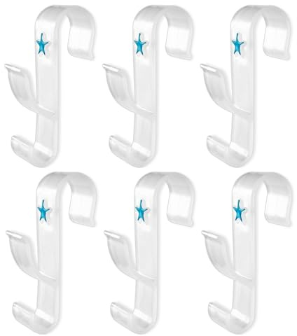Ganci per Termoarredo Bagno Appendino per Termoarredo Ganci per Scaldasalviette Bagno Appendini Design Italiano con decoro a stella (6 pezzi, Bianco trasparente)