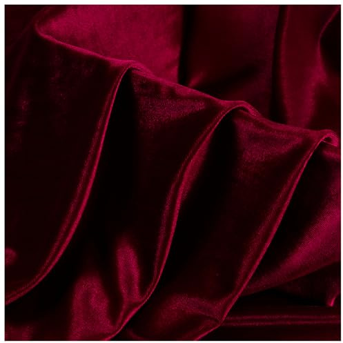 155cm Breit Samt Stoff Glänzender Stretchsamt Weinrot für Möbel Sofa Kostümstoff Vorhänge Polsterstoff Möbel Sitzbezug Dekostoff Kleid Bekleidung(Size:155x100cm,Color:Weinrot)