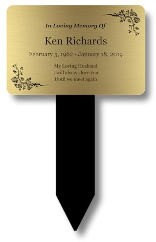 Personalisierte Gedenktafel Erdspieß Grabmarker | geeignet für den Außenbereich | ideal als Grabmarker (Gold)