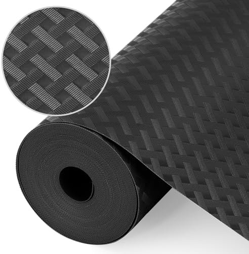 Origuuds Tappetino per Cassetti, Tappetini Non-Adesivo EVA Plastica Rivestimento Cassetti per Cassetto Frigorifero Cucina Ripiani (Nero/30cm x 300cm)