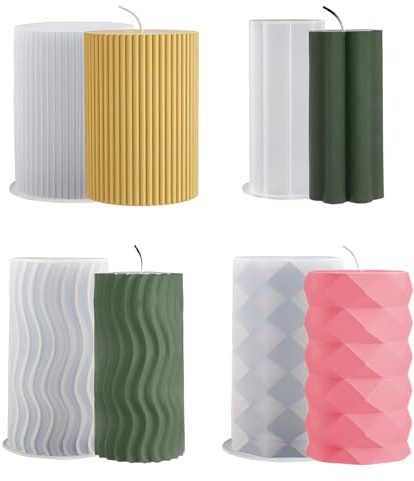 4 Stück Kerzen Formen Silikon GießFormen Silikon Kerzenformen zum Gießen Silikonformen Gießformen Silikonform Kerzen Kerzenform Kerzen Selber Machen