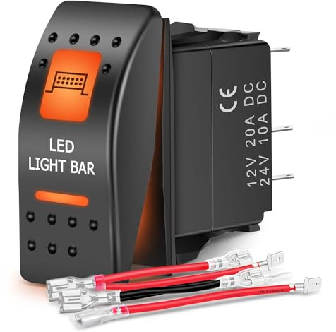 Interrupteur à bascule pour barre lumineuse LED UTV Unifizz On Off 5 broches SPST Interrupteurs de barre lumineuse LED avec rétroéclairage orange 12 V 24 V Interrupteurs à bascule