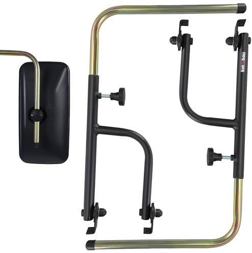 KOTARBAU® Brazo Telescópico para Espejo de Tractor 48-71 cm | 2uds. Soporte Universal ⌀ 18 mm, Montaje Izquierdo o Derecho, Aluminio, Negro y Dorado