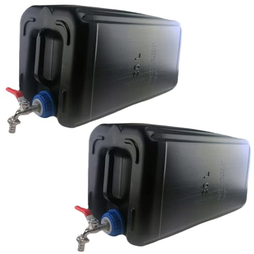 Wasserkanister 30l aus Kunststoff, Wassertank mit Hahn, Set 2 Stück, Wasserbehälter Trinkwasserkanister, Reservekanister, Kunststoffkanister, für Haus, Garten, Camping usw., dichter Verschluss Schwarz