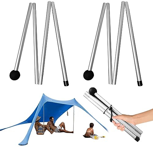 Pesoncarl Teleskop Planenstangen, 63 Zoll 8 Abschnitte Zeltpol Aluminiumlegierung einstellbare Planenstangen, leichte Strandzeltstangen für Camping Outdoor Sportaktivitäten, Zelt Tarps
