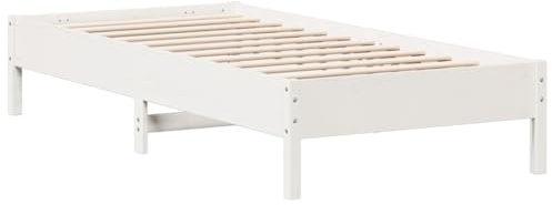 vidaXL Massivholzbett ohne Matratze Weiß 90x200 cm Kiefernholz
