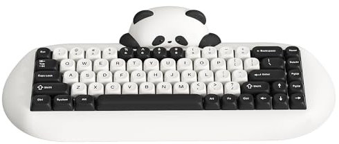 YUNZII C68 Panda Wireless Machinery Game Keyboard, 68 Teclas Lovely Keyboard, con Tapa De Clave PBT, RGB Teclado De Crema De Enchufe En Caliente, BT5.0/2.4g/Wired For Win/Mac (Panda Switch, Blanco)