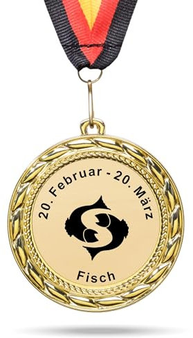 andSmile Medaille mit Gravur - Sternzeichen Fisch - Orden aus hochwertigem Metall - Geburtstagsgeschenk für Mann & Frau - lustige Geschenkidee, Geburtstagsgeschein Sternzeichen Motiv