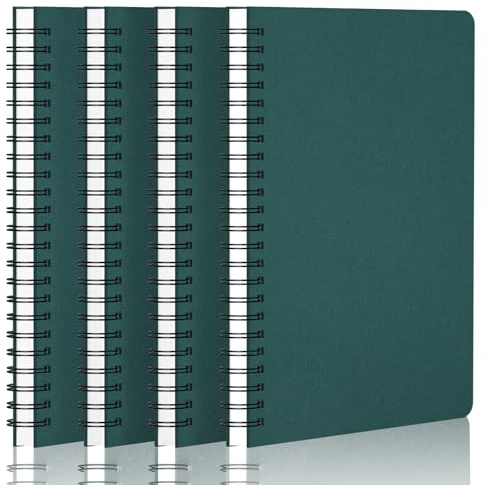 Yarotm Notizbuch A5 Dotted - 4 Stück Spiralbindung Notizheft 14x21cm - 100g/m² Gepunktet 5mm Notebooks A5-120 Seiten Dunkelgrün Collegeblock - Journal Notizblock Spiralblock A5