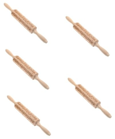 Cabilock 5 Pz Mattarello Per Incisione Pasta Incisa Mattarello Leggero Strumento Da Cucina Mattarello Da Cucina Bastoncino Pressa Pasta Mattarello in Rilievo Natalizio Rulli Di Legno