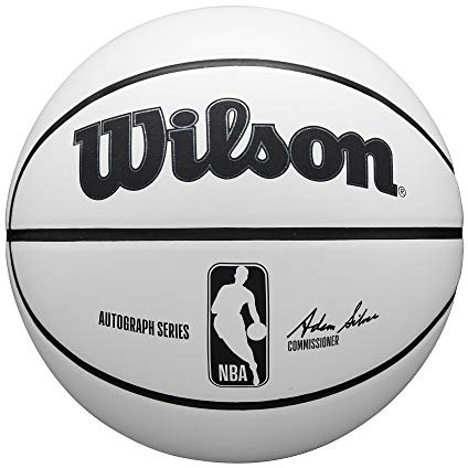 WILSON NBA Autogramm-Basketball, Weiß/Braun, Größe 17,8–74,9 cm