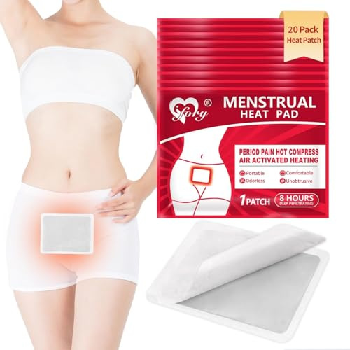IFORY Heat Patches for Menstrual Cramp Relief, Adhesive Heating Patches for Period Cramps, Portable Instant Hot Packs, 20 Packs Travel Size Heat Pads on Cruise, Mother's Gifts