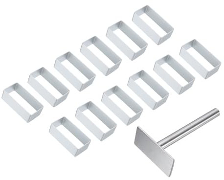 sourcing map 13Pcs Metal Cookie Cutters Set, Aluminum Alloy Cookie Cutter Cookie Baking with Press Stamp for Making Cake Fondant Biscuit Sandwich, Silver Lengthened Rectangle