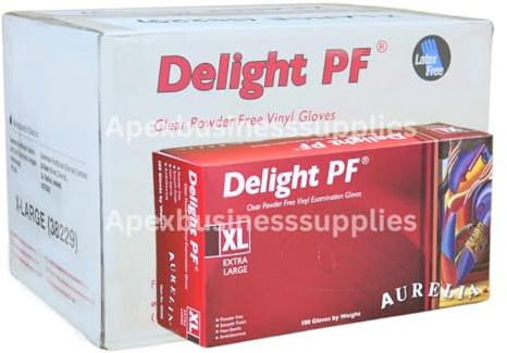 Apex Business Supplies 1000 XL Clear Vinyl Gloves Delight PF Disposable Gloves | Powder Free and Non-Sterile Multipurpose Strong Disposable Gloves | Medical & Food Grade Gloves